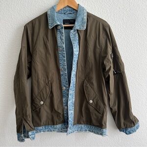 Zara reversible denim and green bomber jacket